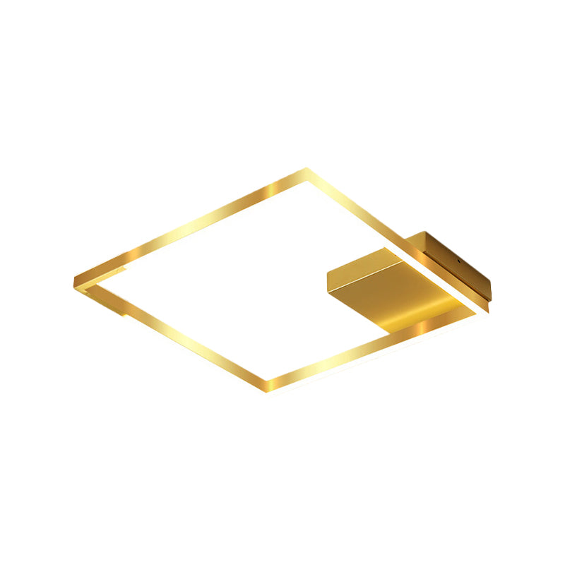 Squared Cage Flush Light Fixture Contemporary Metallic 16"/19.5" Wide LED Gold Ceiling Mounted Lighting (The customization will be 7 days) Clearhalo 'Ceiling Lights' 'Close To Ceiling Lights' 'Close to ceiling' 'Flush mount' Lighting' 1650752