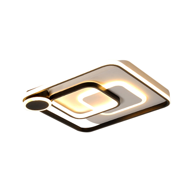 Acrylic Square Flush Mount Lamp Nordic Style Black/White LED Ceiling Lighting in Warm/White Light, 18"/21.5" Wide Clearhalo 'Ceiling Lights' 'Close To Ceiling Lights' 'Close to ceiling' 'Flush mount' Lighting' 1650768