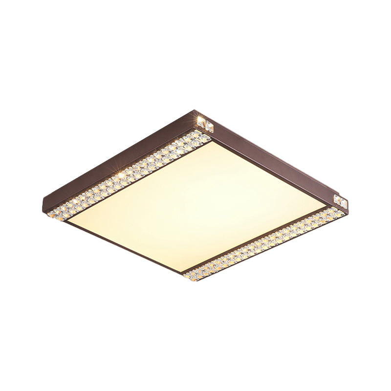 Metallic Square Ceiling Mounted Light Contemporary LED Flushmount Lighting with Crystal Bead Deco in Gold/Coffee Clearhalo 'Ceiling Lights' 'Close To Ceiling Lights' 'Close to ceiling' 'Flush mount' Lighting' 1651306