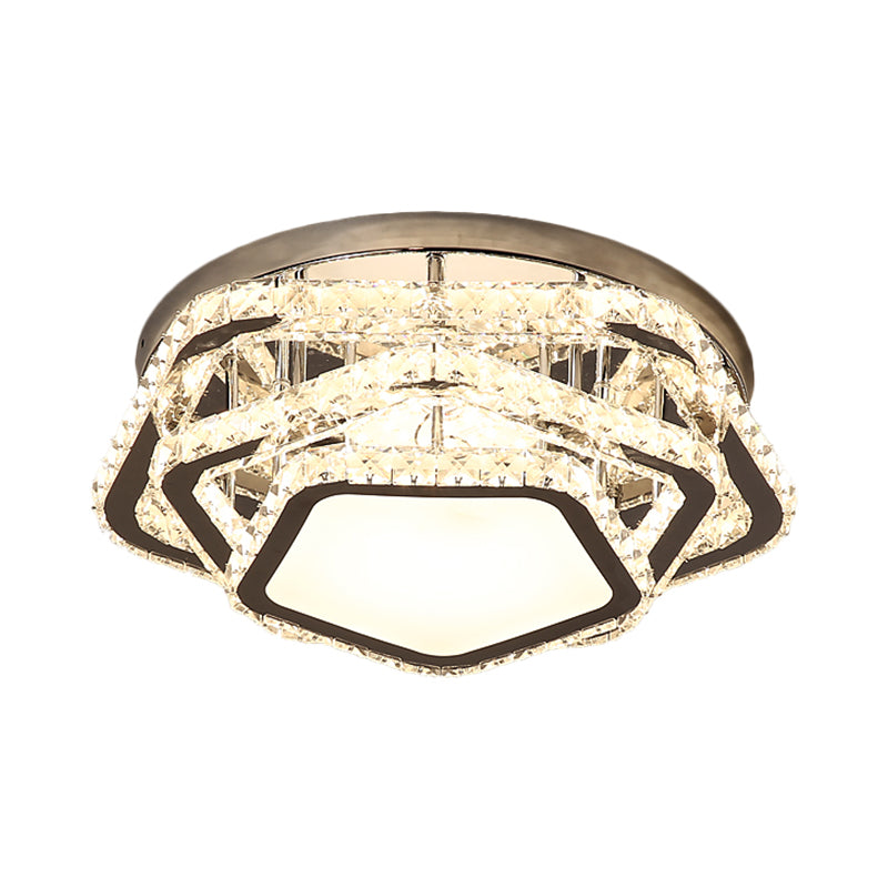 Star Beveled Crystal Ceiling Fixture Minimalism LED Chrome Semi Flush Mount in Warm/White Light Clearhalo 'Ceiling Lights' 'Close To Ceiling Lights' 'Close to ceiling' 'Semi-flushmount' Lighting' 1651459