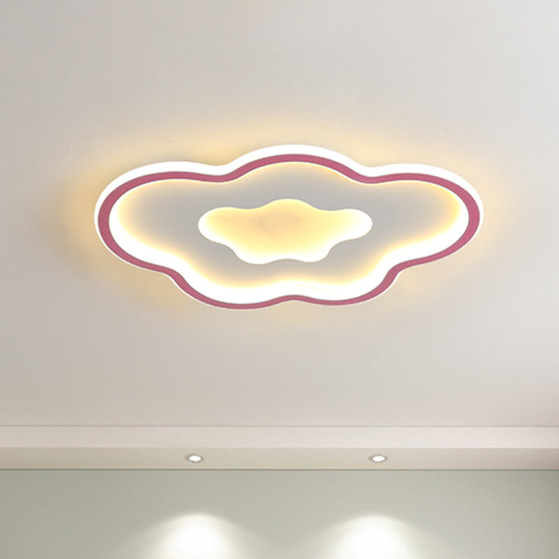 Cloud Kids Bedroom Flush Light Fixture Acrylic LED Cartoon Flush Mount Lighting in Pink/Blue Clearhalo 'Ceiling Lights' 'Close To Ceiling Lights' 'Close to ceiling' 'Flush mount' Lighting' 1651586