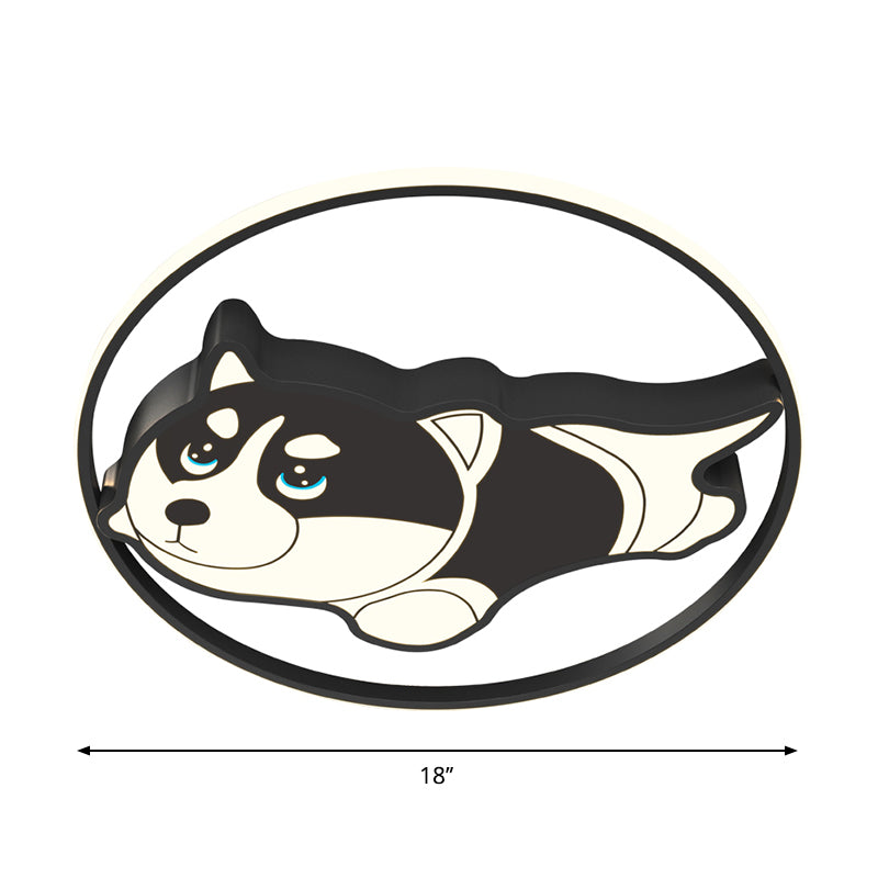 Metallic Dog Flush Ceiling Light Cartoon LED Flush Mount Lighting in Black for Bedroom Clearhalo 'Ceiling Lights' 'Close To Ceiling Lights' 'Close to ceiling' 'Flush mount' Lighting' 1651600