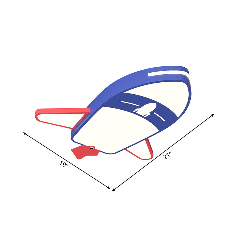 Plane Flush Light Fixture Cartoon Acrylic LED Blue Flush Mount Lighting for Boys Bedroom Clearhalo 'Ceiling Lights' 'Close To Ceiling Lights' 'Close to ceiling' 'Flush mount' Lighting' 1651751