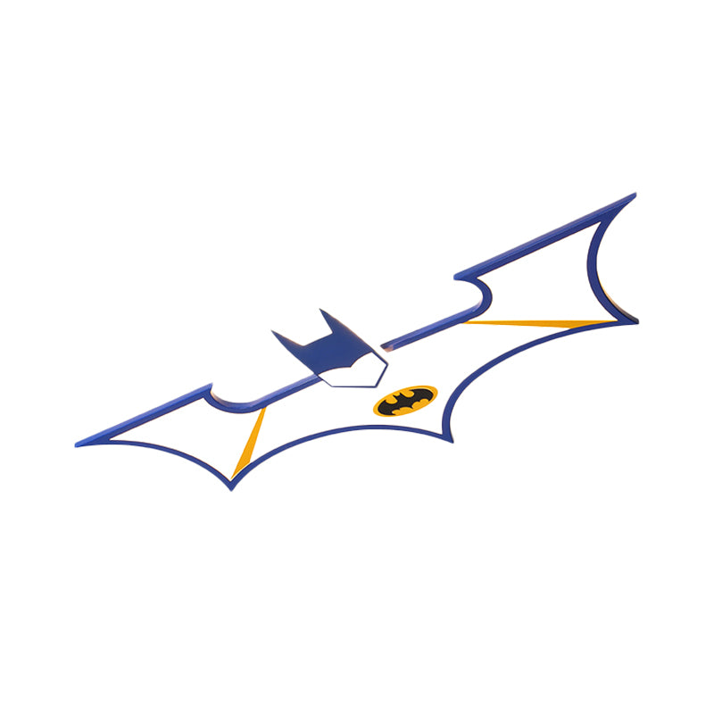 Acrylic Batman Flush Ceiling Light Cartoon LED Flush Mount Fixture in Black/Blue, Warm/White Light Clearhalo 'Ceiling Lights' 'Close To Ceiling Lights' 'Close to ceiling' 'Flush mount' Lighting' 1651778