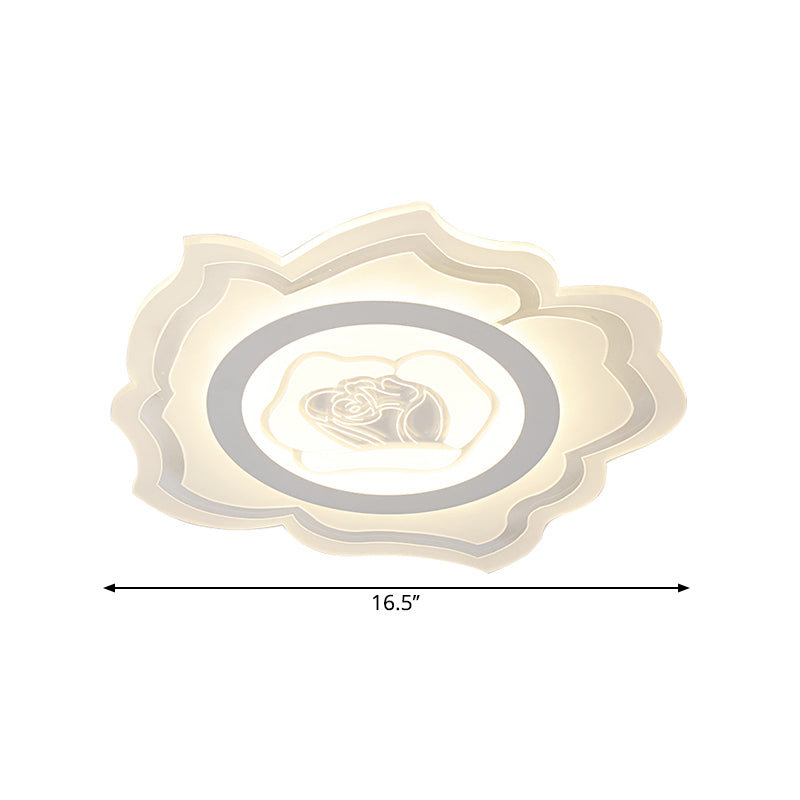 White Flower Flush Light Fixture Modernist LED Acrylic Flush Mount Lighting, Warm/White Light Clearhalo 'Ceiling Lights' 'Close To Ceiling Lights' 'Close to ceiling' 'Flush mount' Lighting' 1651833