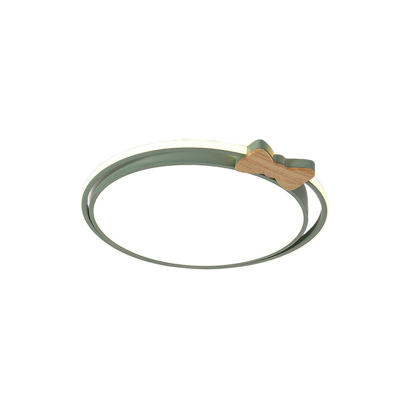 Round Flush Mount Lamp Modernism Acrylic Grey/White/Green LED Flush Ceiling Light with Bow Decor Clearhalo 'Ceiling Lights' 'Close To Ceiling Lights' 'Close to ceiling' 'Flush mount' Lighting' 1651845