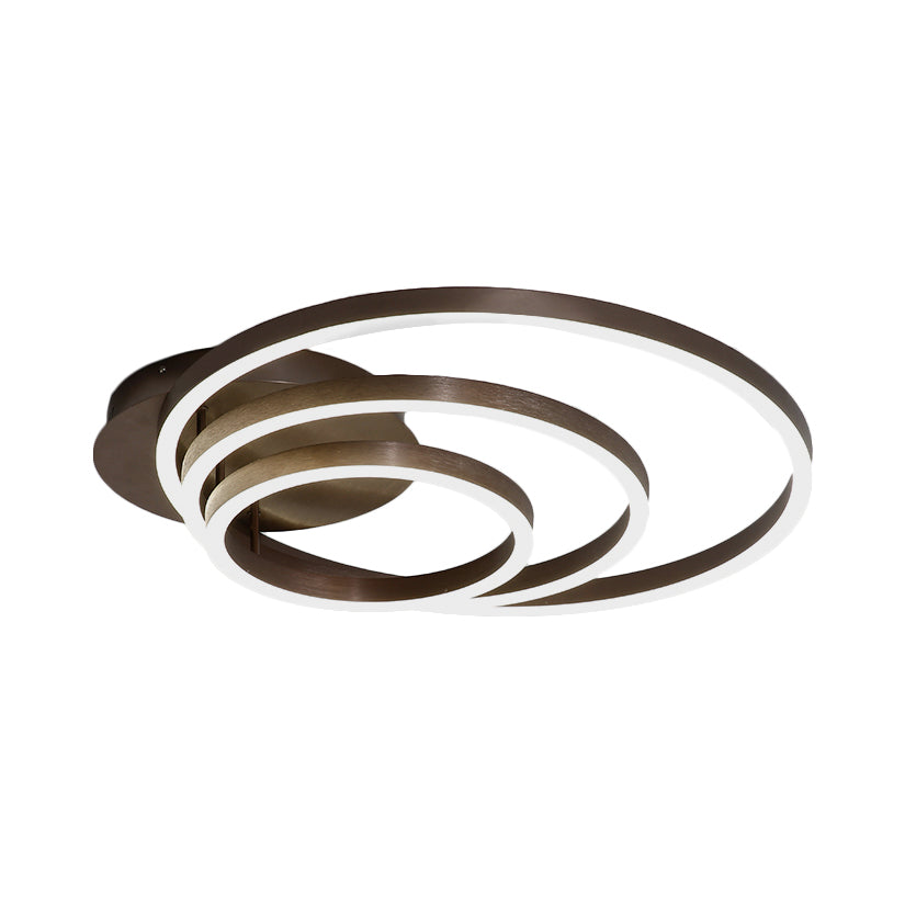 Black/Brown 1/2/3-Ring Semi Flush Light Contemporary LED Acrylic Ceiling Mounted Fixture in Warm/White/Natural Light, 16.5"/19.5"/23.5" Wide Clearhalo 'Ceiling Lights' 'Close To Ceiling Lights' 'Close to ceiling' 'Semi-flushmount' Lighting' 165252