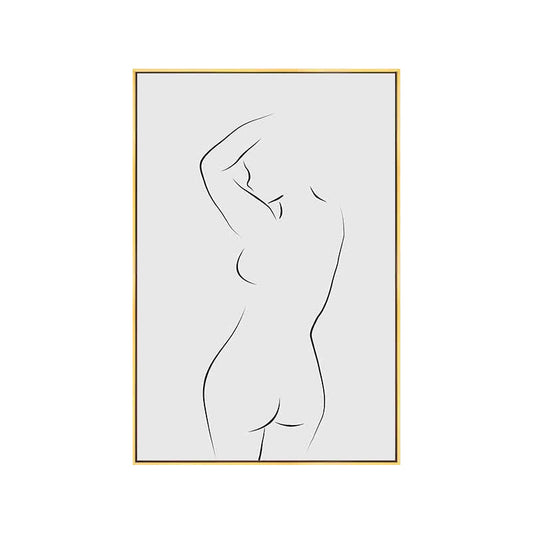 Minimalism Style Nude Figure Painting Canvas Textured Gray Wall Print for Playroom Clearhalo 'Art Gallery' 'Canvas Art' 'Contemporary Art Gallery' 'Contemporary Art' 'Minimalism' 'Minimalist Art Gallery' 'Scandinavian' Arts' 1652715