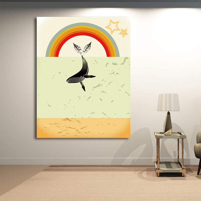 Dark Color Whale Canvas Print for Decoration Nautical Kids Bedroom Wall Art Decor Clearhalo 'Art Gallery' 'Canvas Art' 'Kids' Arts' 1653485