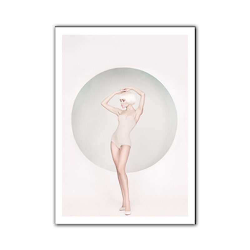 Minimalistic Orthographic Girl Canvas Pink and White Bedroom Wall Art Decor, Textured Clearhalo 'Art Gallery' 'Canvas Art' 'Contemporary Art Gallery' 'Modern' Arts' 1653560