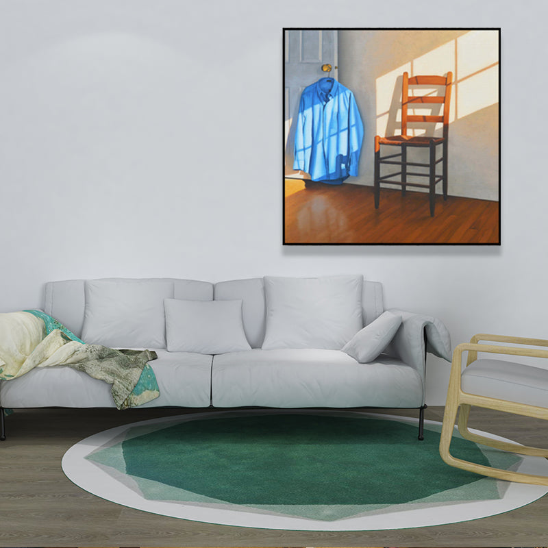 Dark Color Wooden Furniture Canvas Nordic Textured Squared Wall Decor for Restaurant Blue Clearhalo 'Arts' 'Canvas Art' 1655510