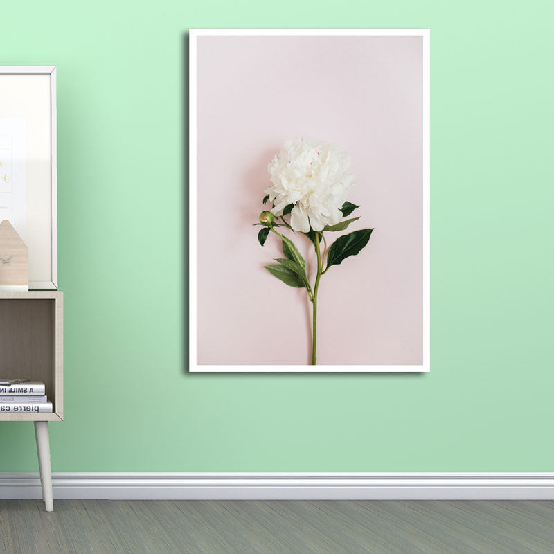 Nordic Plant Wall Decor Canvas Textured Soft Color Wall Art Print for Girls Room Pink Clearhalo 'Arts' 'Canvas Art' 1655847