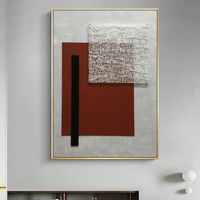 Geometric Canvas Art Textured Nordic Style Sitting Room Wall Decor in Dark Color Red Clearhalo 'Arts' 'Canvas Art' 1656018