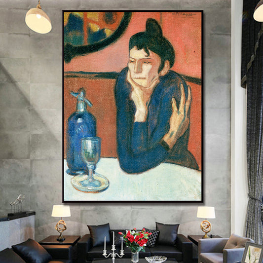 Red Traditional Wall Art the Absinthe Drinker Painting Canvas Print for Sitting Room Clearhalo 'Art Gallery' 'Canvas Art' 'Traditional' Arts' 1656489