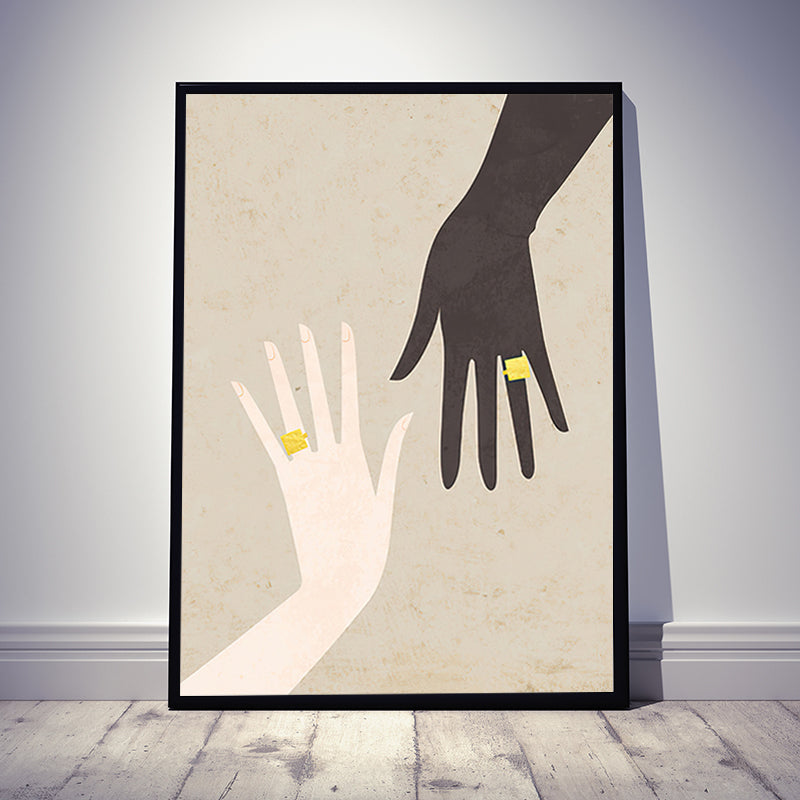 Pastel Color Double Hands Painting Scandinavian Textured Canvas Wall Art for Living Room Yellow Clearhalo 'Arts' 'Canvas Art' 1657202