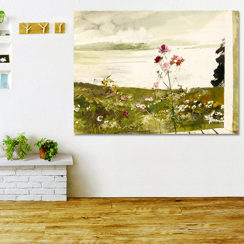 Realist Andrew Wise Scenery Painting Green Textured Wall Art for Living Room Clearhalo 'Art Gallery' 'Canvas Art' 'Country Art Gallery' 'French Country' 'Rustic' Arts' 1657285