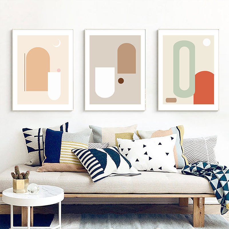 Soft Color Geometric Pattern Canvas Scandinavian Textured Wall Art Decor for Dining Room Yellow Clearhalo 'Arts' 'Canvas Art' 1657323