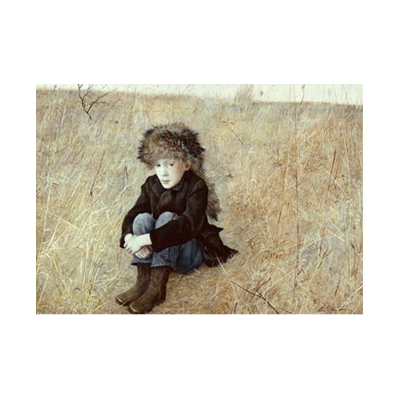 Rust Grassland Scenery Painting Dark Color Textured Wall Art Print for Living Room Clearhalo 'Art Gallery' 'Canvas Art' 'Country Art Gallery' 'French Country' 'Rustic' Arts' 1657893