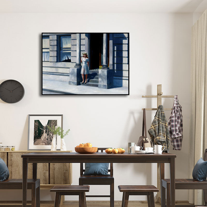 Summertime Painting Blue Traditional Wall Art Decor for House Interior, Textured Clearhalo 'Art Gallery' 'Canvas Art' 'Traditional' Arts' 1657949