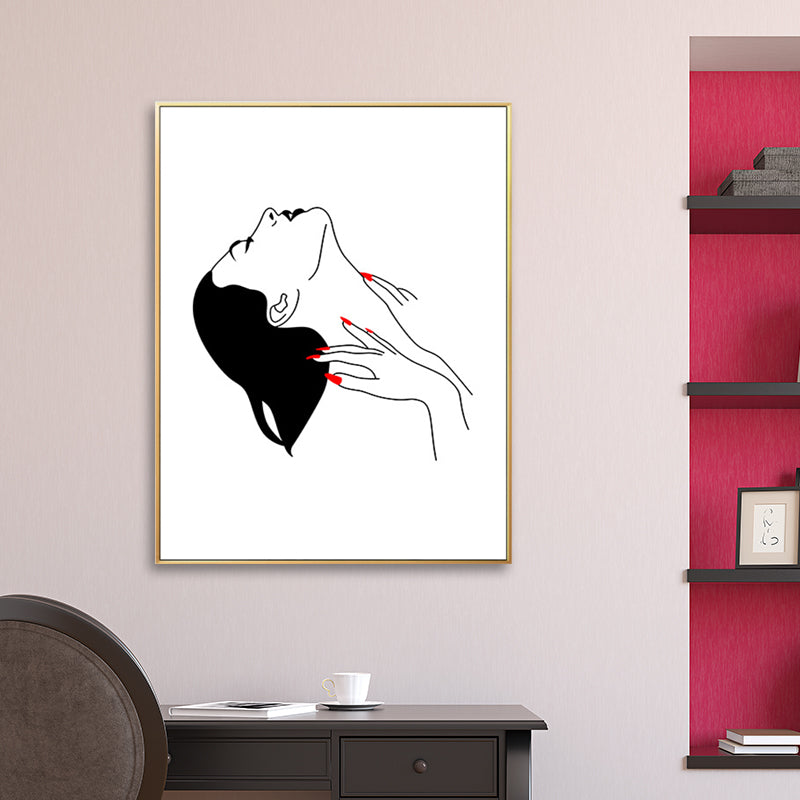 Female Character Portrait Canvas for Guest Room Charcoal Drawings Wall Art Decor Clearhalo 'Art Gallery' 'Canvas Art' 'Contemporary Art Gallery' 'Contemporary Art' 'Minimalism' 'Minimalist Art Gallery' 'Scandinavian' Arts' 1658413