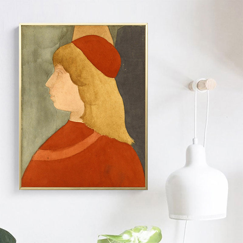Oil Painting Maiden Art Retro Canvas Textured Wall Print in Soft Color, Multiple Sizes Red Clearhalo 'Arts' 'Canvas Art' 1659161