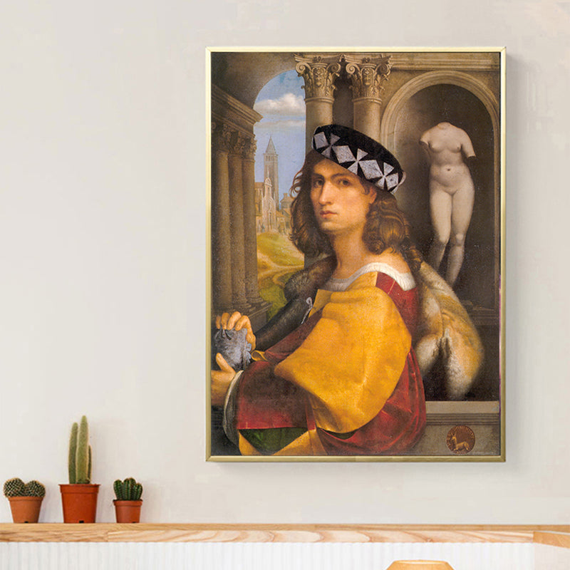 Vintage Royal Woman Portrait Painting Pastel Color House Interior Canvas Wall Art Yellow Clearhalo 'Arts' 'Canvas Art' 1659805