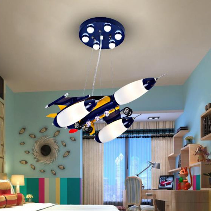 Glass for Chandelier, 3-Light Ceiling Fixture with Air Plane Design Modern Style Dark Blue Clearhalo 'Ceiling Lights' 'Chandeliers' Lighting' options 167775_f697aa8e-86c2-4ff2-a126-02309ed0070c