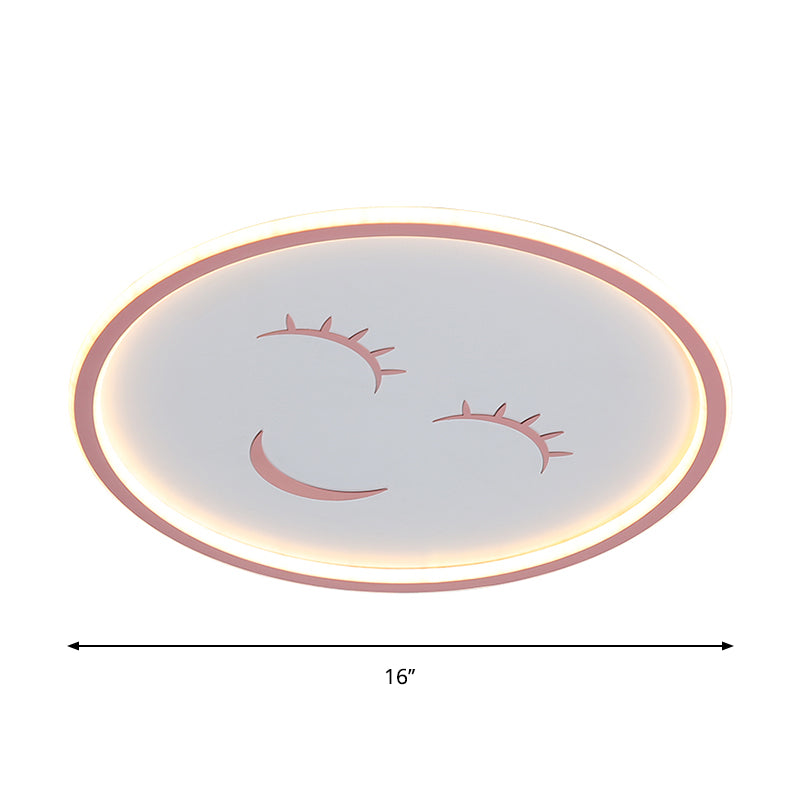 Acrylic Smiling Face Ceiling Light Fixture Cartoon LED Flush Mount lamp in Pink, Warm/White Light Clearhalo 'Ceiling Lights' 'Close To Ceiling Lights' 'Close to ceiling' 'Flush mount' Lighting' 1687556