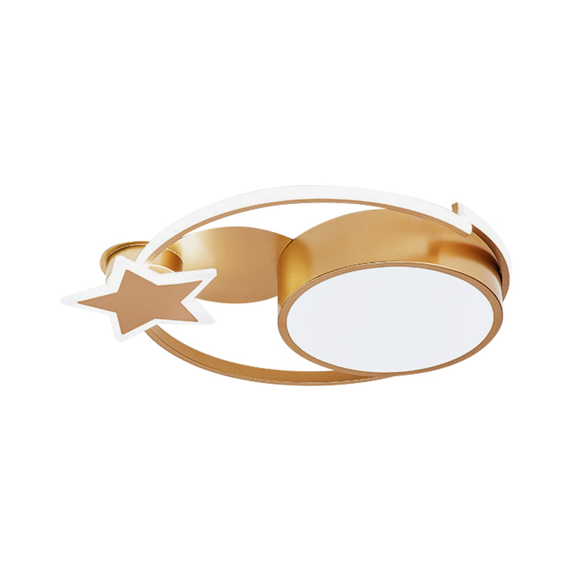 Acrylic Star and Round Flush Mount Minimalist White/Gold LED Ceiling Light Fixture for Bedroom Clearhalo 'Ceiling Lights' 'Close To Ceiling Lights' 'Close to ceiling' 'Flush mount' Lighting' 1687693