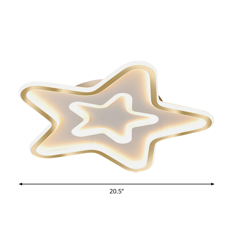 Star Bedroom Flush Ceiling Light Acrylic LED Cartoon Flush Mount Lighting Fixture in White Clearhalo 'Ceiling Lights' 'Close To Ceiling Lights' 'Close to ceiling' 'Flush mount' Lighting' 1688735