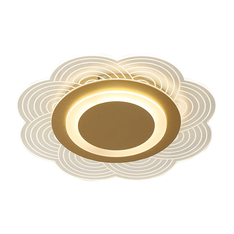 Acrylic Flower Ceiling Fixture Cartoon LED Gold Flush Mount Light in Warm/White Light for bedroom Clearhalo 'Ceiling Lights' 'Close To Ceiling Lights' 'Close to ceiling' 'Flush mount' Lighting' 1688738