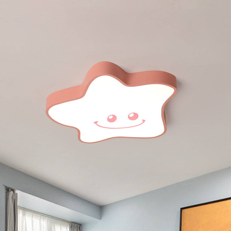 Star Flush Mount Fixture Cartoon Acrylic LED Pink Close to Ceiling Light, Warm/White Light Clearhalo 'Ceiling Lights' 'Close To Ceiling Lights' 'Close to ceiling' 'Flush mount' Lighting' 1688890