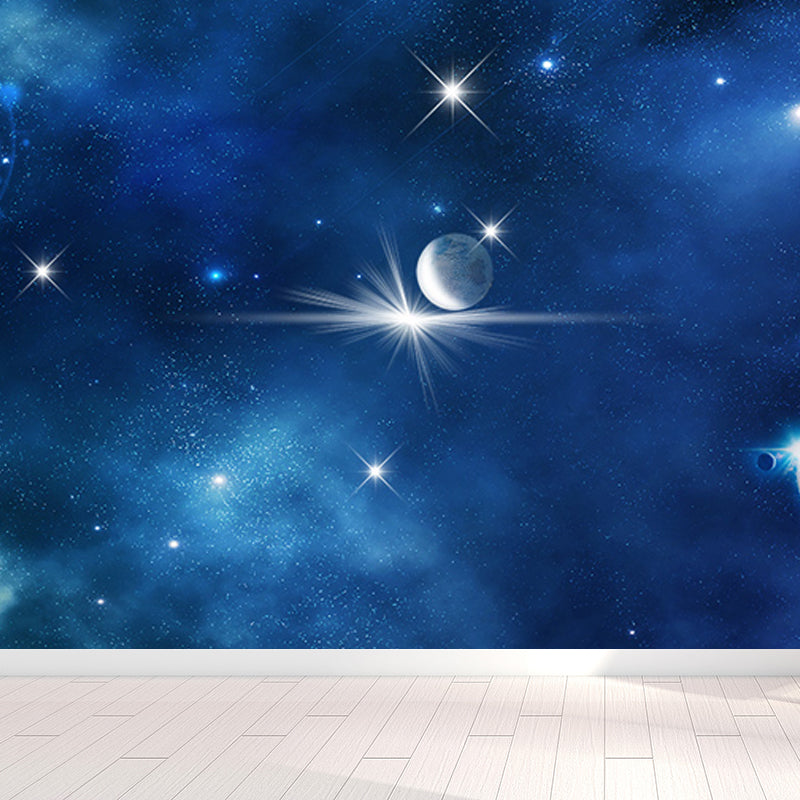 Planet View Mural Decal Modern Decorative Living Room Wall Covering, Personalise Blue Design 2 Clearhalo 'Wall Decor' 'Wall Mural' 1688958