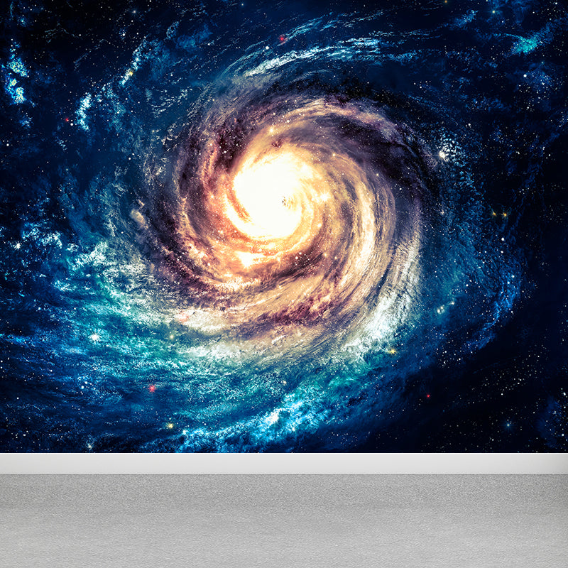 Modern Supernatural Stars Spiral Mural for Boys Bedroom Customised Wall Art in Dark Color Black Clearhalo 'Wall Decor' 'Wall Mural' 1689148