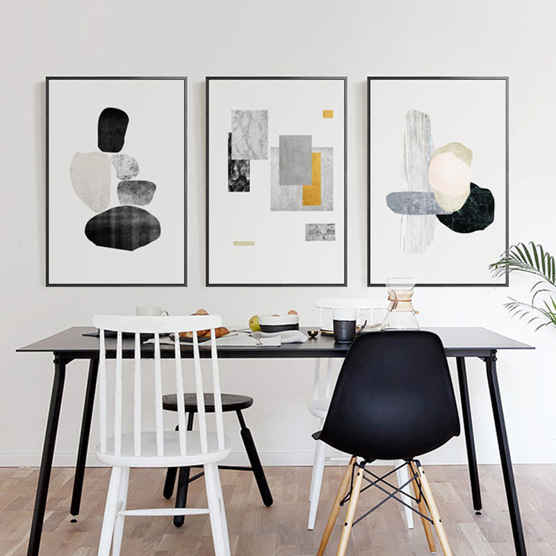 Textured Abstract Geometric Wall Art Nordic Canvas Paint for Dining Room, Multiple Sizes Yellow Clearhalo 'Arts' 'Canvas Art' 1690198