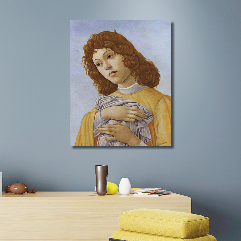Vintage Figure Painting Wall Art Pastel Color Textured Canvas Print for House Interior Yellow Clearhalo 'Arts' 'Canvas Art' 1690802