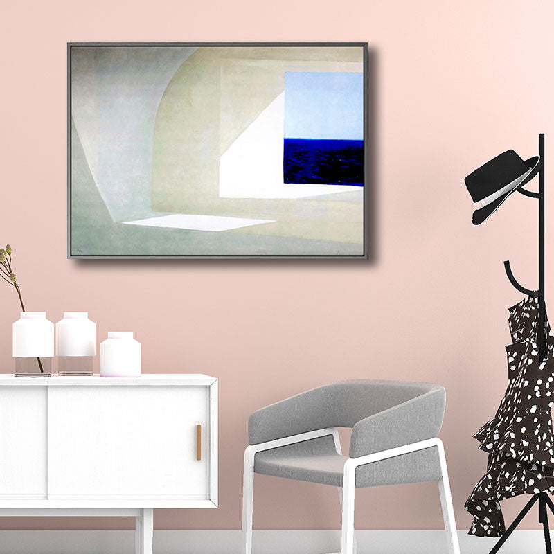 Minimalist Window Sunlight Painting Print Canvas Textured White Wall Art for Home Clearhalo 'Art Gallery' 'Canvas Art' 'Contemporary Art Gallery' 'Modern' Arts' 1691018