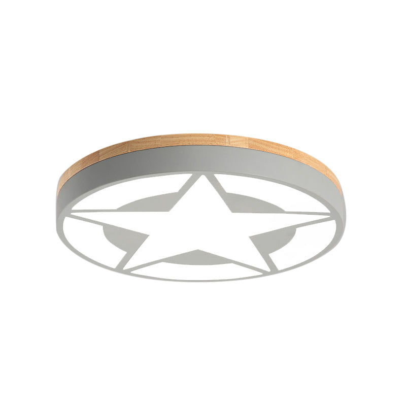 Wood LED Ceiling Light, Star Flush Mount Light with Acrylic Shade for Boys Bedroom Modern Style Clearhalo 'Ceiling Lights' 'Close To Ceiling Lights' 'Close to ceiling' 'Flush mount' Lighting' 169211