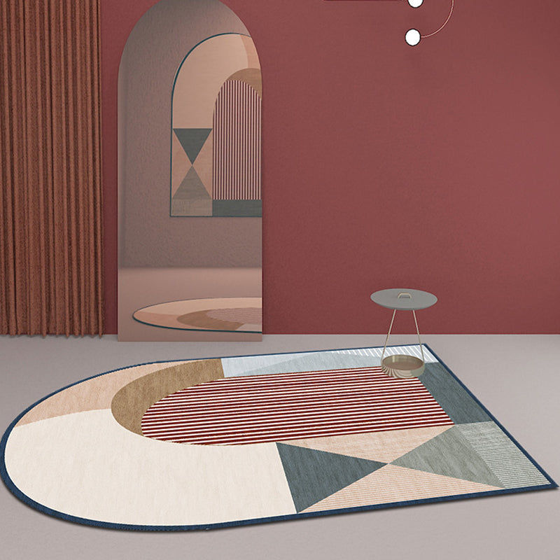 Minimalist Novelty Irregular Rug in Blue and Red Colorblock Pattern Rug Polyester Non-Slip Carpet for Home Decoration Red Clearhalo 'Area Rug' 'Rug' 1693766