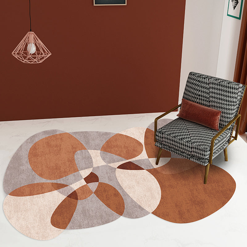 Novelty Living Room Irregular Rug in Grey and Blue Color Block Print Rug Polyester Non-Slip Backing Area Rug Brown Clearhalo 'Area Rug' 'Rug' 1693800