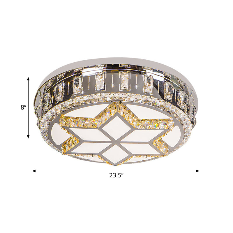Circle Flush Mount Fixture Minimalism Hand-Cut Crystal LED Chrome Ceiling Lighting in Warm/White Light Clearhalo 'Ceiling Lights' 'Close To Ceiling Lights' 'Close to ceiling' 'Flush mount' Lighting' 1694236