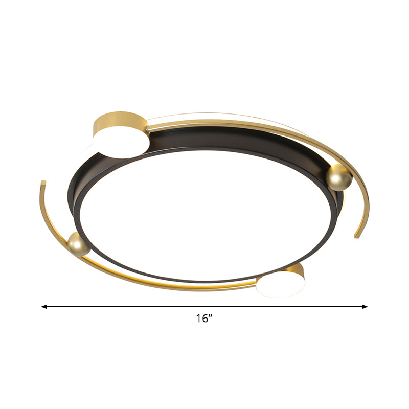 Black-Gold Round Ceiling Light Fixture Contemporary LED Acrylic Flushmount Lighting Clearhalo 'Ceiling Lights' 'Close To Ceiling Lights' 'Close to ceiling' 'Flush mount' Lighting' 1694887