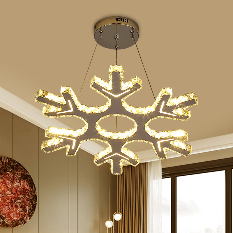 Modernity Snowflake Chandelier Light Beveled Crystal LED Corridor Ceiling Pendant in Stainless-Steel Clearhalo 'Ceiling Lights' 'Chandeliers' 'Modern Chandeliers' 'Modern' Lighting' 1695034