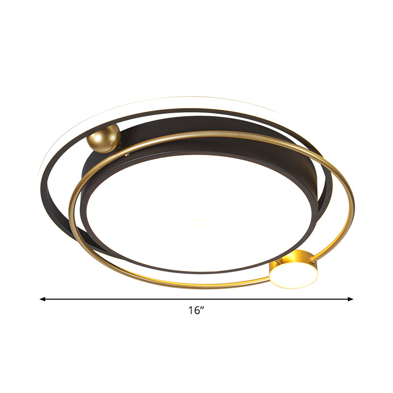 Metallic Circular Flush Light Fixture Minimalist LED Flush Mount Lighting in Black-Gold Clearhalo 'Ceiling Lights' 'Close To Ceiling Lights' 'Close to ceiling' 'Flush mount' Lighting' 1695097