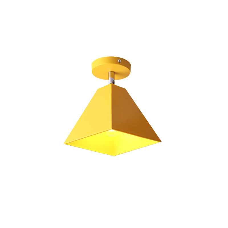 Modern Ceiling Light for Bedroom, Metal Semi Flush Light with Pyramid Shade for Children Clearhalo 'Ceiling Lights' 'Close To Ceiling Lights' 'Close to ceiling' 'Semi-flushmount' Lighting' 169565