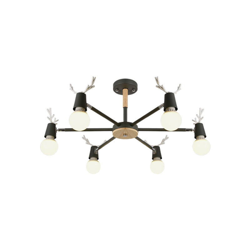 Modern Ceiling Lights Bedroom, Semi Flush Light with Antler Decoration for Kids Clearhalo 'Ceiling Lights' 'Close To Ceiling Lights' 'Close to ceiling' 'Semi-flushmount' Lighting' 169641