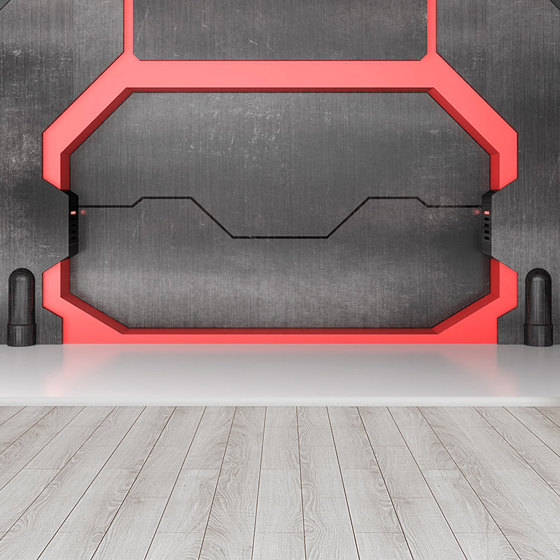 Non-Woven Bright Mural Science Fiction Aeroboat Door Print Wall Decor, Made to Measure Red Clearhalo 'Wall Decor' 'Wall Mural' 1696853