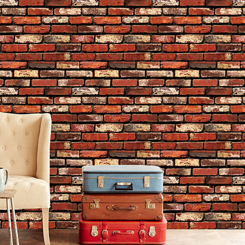 Cyberpunk Brick Wallpaper Roll for Dining Room 48.4-sq ft Wall Covering in Soft Color Brick Red Clearhalo 'Industrial wall decor' 'Industrial' 'Wallpaper' Wall Decor' 1696911