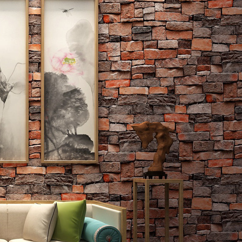 3D Brick Wallpaper Roll Industrial Shabby Chic Architecture Wall Art in Dark Color Clearhalo 'Industrial wall decor' 'Industrial' 'Wallpaper' Wall Decor' 1697073