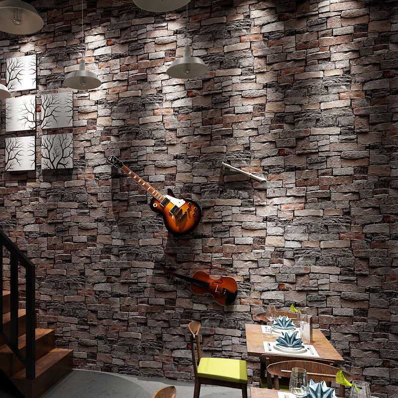 3D Brick Wallpaper Roll Industrial Shabby Chic Architecture Wall Art in Dark Color Brown Clearhalo 'Industrial wall decor' 'Industrial' 'Wallpaper' Wall Decor' 1697076
